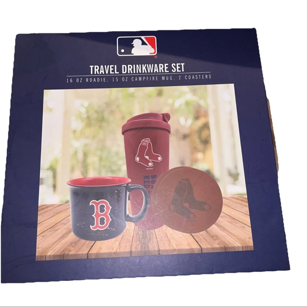 Red Sox Travel Drinkware Set 16 Oz Roadie 15 Oz Campfire Mug Two Coasters